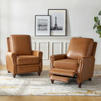 Fauteuil inclinable en cuir véritable style Mid-century Modern avec garniture cloutée – Lot de 2