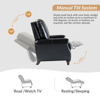 Fauteuil inclinable en cuir véritable style Mid-century Modern avec garniture cloutée – Lot de 2