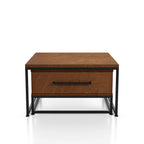 Tables basses gigognes carrées rustiques marron 2 pièces en bois massif avec 1 tiroir
