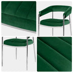Chaise de salle à manger en velours avec accoudoirs et pieds en métal chromé