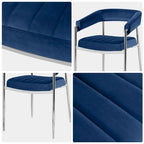 Chaise de salle à manger en velours avec accoudoirs et pieds en métal chromé