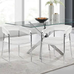 Chaise de salle à manger en velours avec accoudoirs et pieds en métal chromé
