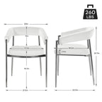 Chaise de salle à manger en velours avec accoudoirs et pieds en métal chromé
