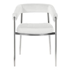 Chaise de salle à manger en velours avec accoudoirs et pieds en métal chromé