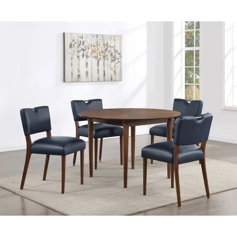 Table à manger ronde à pieds de 47 pouces Noyer