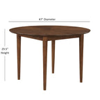 Table à manger ronde à pieds de 47 pouces Noyer