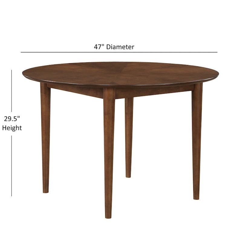 Table à manger ronde à pieds de 47 pouces Noyer