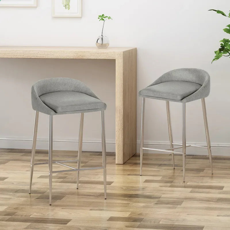 Tabourets de comptoir modernes rembourrés avec pieds chromés (lot de 2)