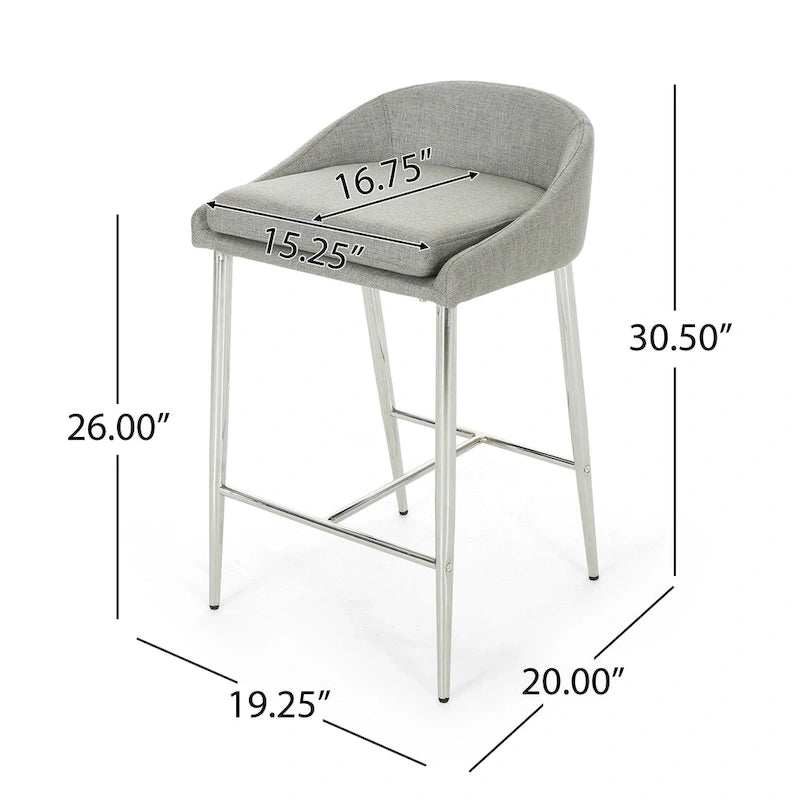 Tabourets de comptoir modernes rembourrés avec pieds chromés (lot de 2)