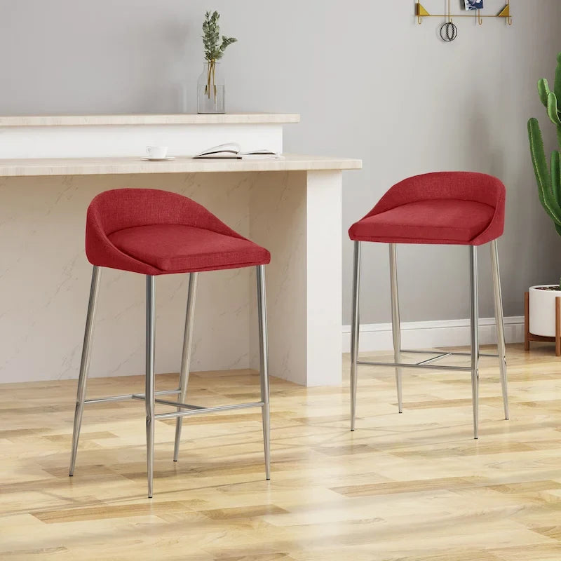 Tabourets de comptoir modernes rembourrés avec pieds chromés (lot de 2)