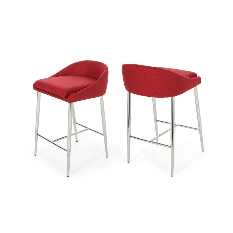 Tabourets de comptoir modernes rembourrés avec pieds chromés (lot de 2)