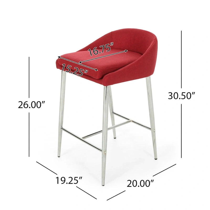 Tabourets de comptoir modernes rembourrés avec pieds chromés (lot de 2)
