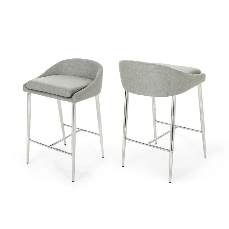 Tabourets de comptoir modernes rembourrés avec pieds chromés (lot de 2)