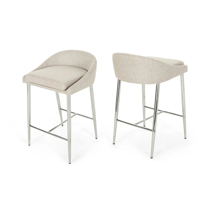 Tabourets de comptoir modernes rembourrés avec pieds chromés (lot de 2)