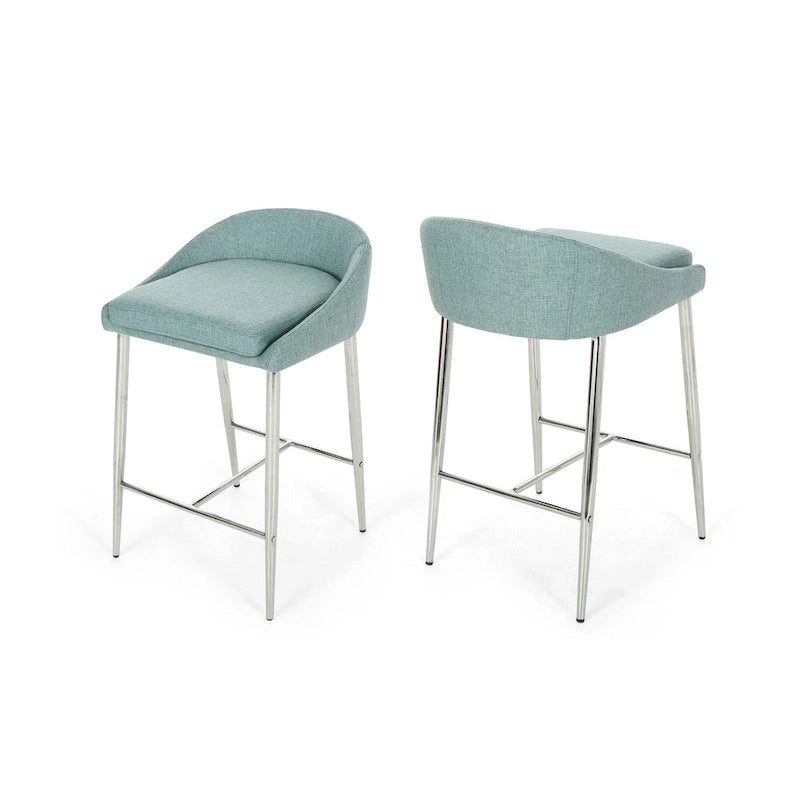Tabourets de comptoir modernes rembourrés avec pieds chromés (lot de 2)