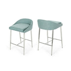 Tabourets de comptoir modernes rembourrés avec pieds chromés (lot de 2)