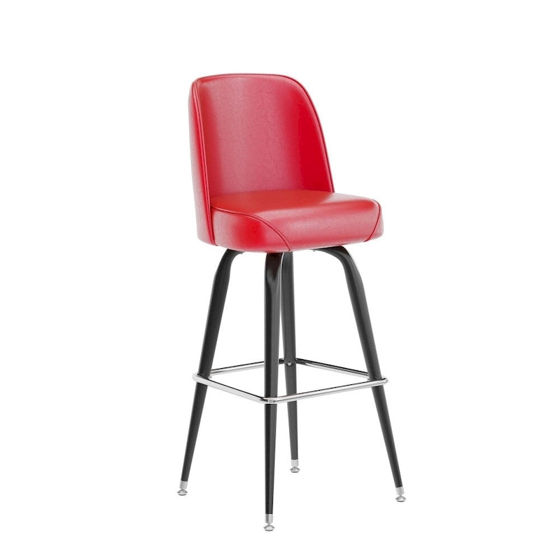 Tabouret de bar en métal avec siège baquet pivotant en vinyle et repose-pieds - 18.5P x 18.5L x 42.5H