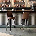 Tabouret de bar en métal avec siège baquet pivotant en vinyle et repose-pieds - 18.5P x 18.5L x 42.5H