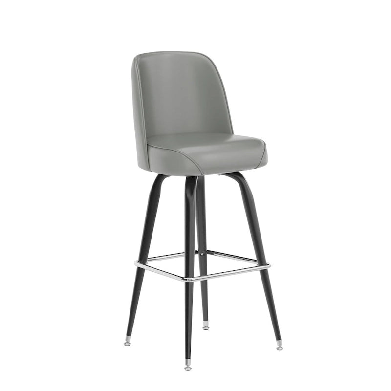 Tabouret de bar en métal avec siège baquet pivotant en vinyle et repose-pieds - 18.5P x 18.5L x 42.5H