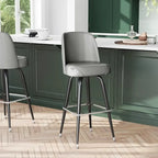 Tabouret de bar en métal avec siège baquet pivotant en vinyle et repose-pieds - 18.5P x 18.5L x 42.5H