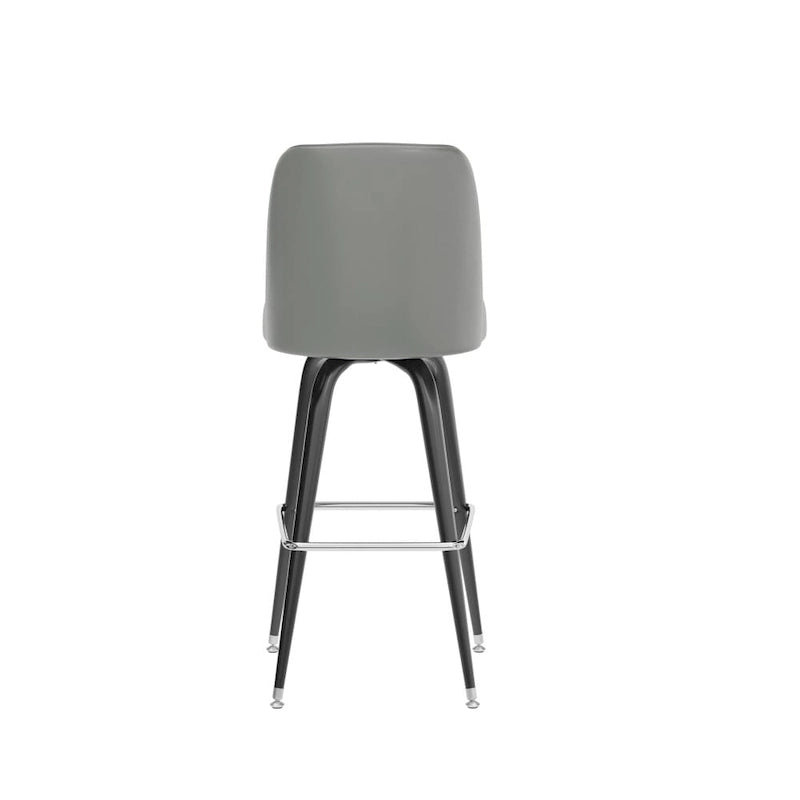 Tabouret de bar en métal avec siège baquet pivotant en vinyle et repose-pieds - 18.5P x 18.5L x 42.5H