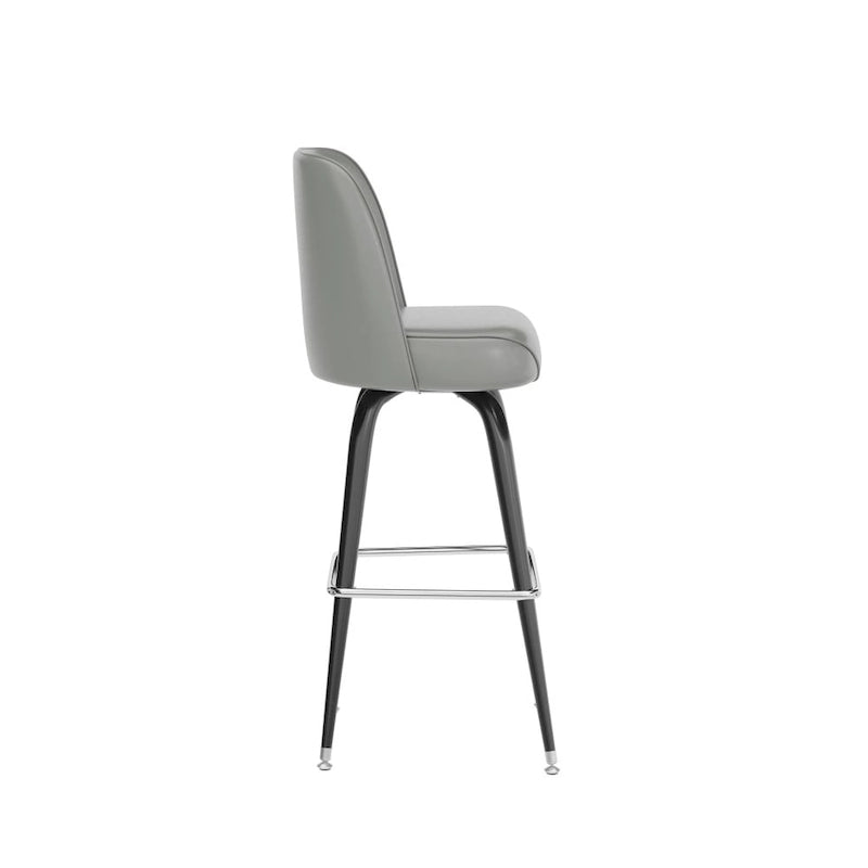 Tabouret de bar en métal avec siège baquet pivotant en vinyle et repose-pieds - 18.5P x 18.5L x 42.5H