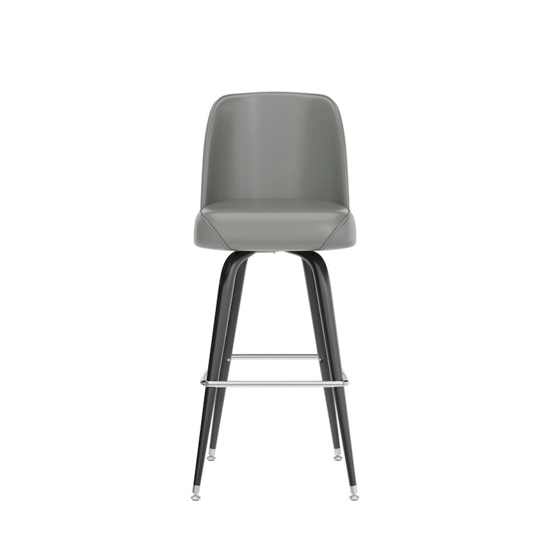 Tabouret de bar en métal avec siège baquet pivotant en vinyle et repose-pieds - 18.5P x 18.5L x 42.5H