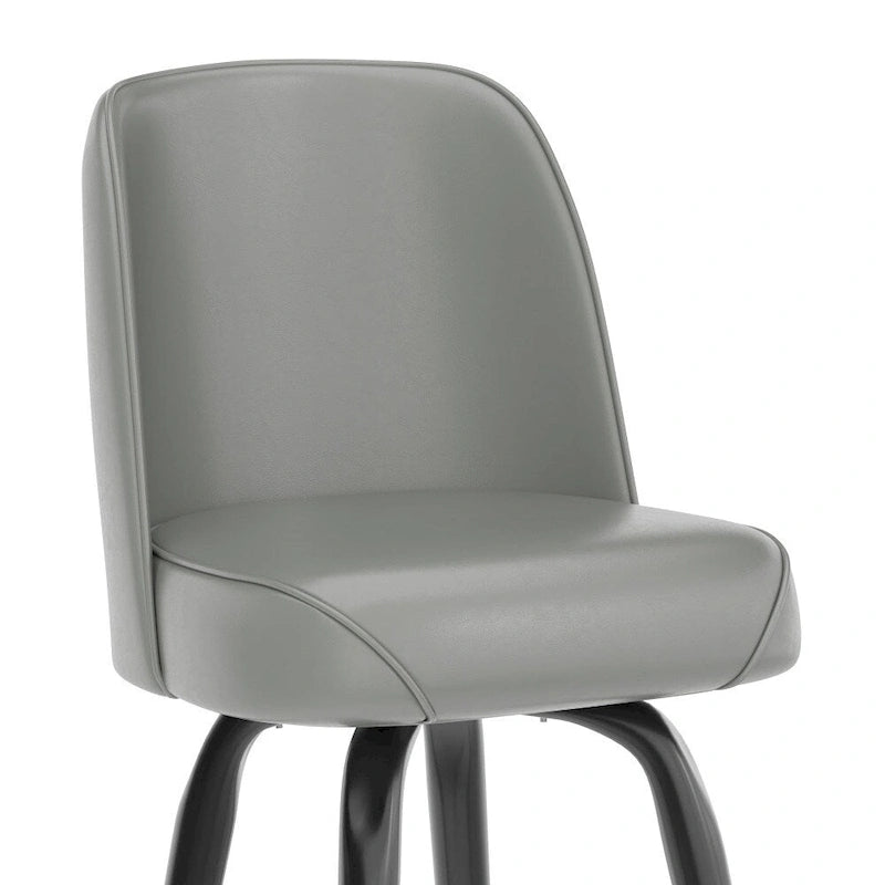 Tabouret de bar en métal avec siège baquet pivotant en vinyle et repose-pieds - 18.5P x 18.5L x 42.5H