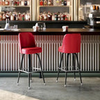 Tabouret de bar en métal avec siège baquet pivotant en vinyle et repose-pieds - 18.5P x 18.5L x 42.5H