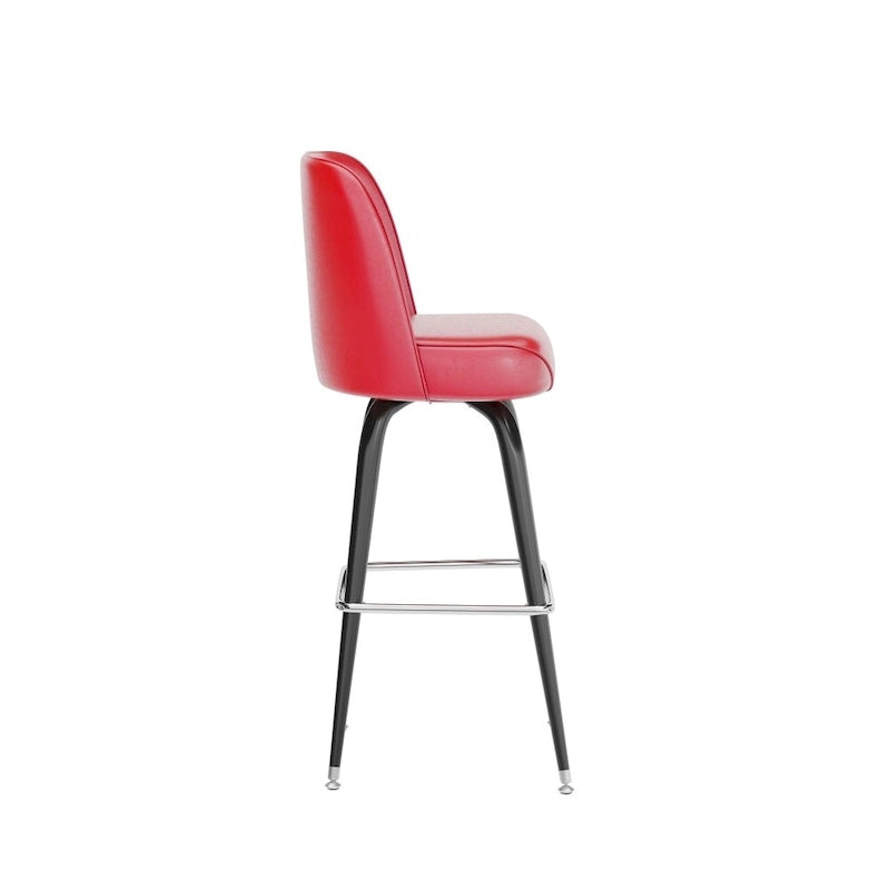 Tabouret de bar en métal avec siège baquet pivotant en vinyle et repose-pieds - 18.5P x 18.5L x 42.5H
