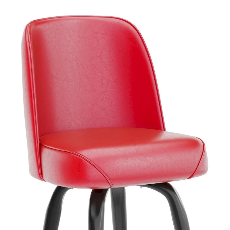 Tabouret de bar en métal avec siège baquet pivotant en vinyle et repose-pieds - 18.5P x 18.5L x 42.5H