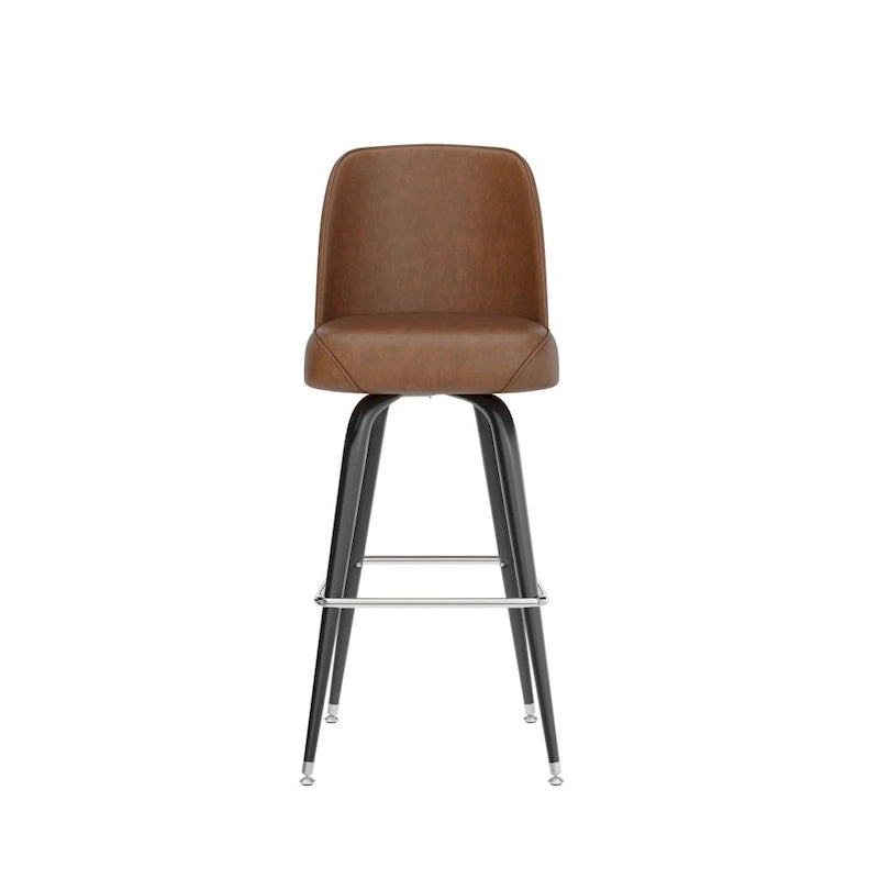 Tabouret de bar en métal avec siège baquet pivotant en vinyle et repose-pieds - 18.5P x 18.5L x 42.5H
