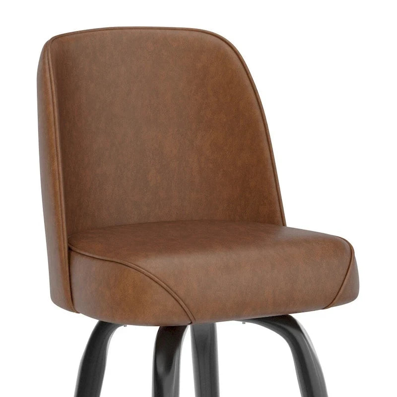 Tabouret de bar en métal avec siège baquet pivotant en vinyle et repose-pieds - 18.5P x 18.5L x 42.5H