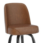 Tabouret de bar en métal avec siège baquet pivotant en vinyle et repose-pieds - 18.5P x 18.5L x 42.5H