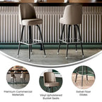 Tabouret de bar en métal avec siège baquet pivotant en vinyle et repose-pieds - 18.5P x 18.5L x 42.5H