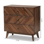 Commode à 3 tiroirs en noyer, style Mid-Century Modern