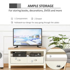Meuble TV d'angle jusqu'à 50 pouces Meuble TV console de salon avec 2 tiroirs et 1 compartiment de rangement