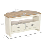 Meuble TV d'angle jusqu'à 50 pouces Meuble TV console de salon avec 2 tiroirs et 1 compartiment de rangement