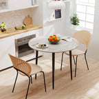 Table de salle à manger ronde de cuisine, plateau en marbre avec pieds en métal coniques – 80 cm (L) x 76 cm (H)