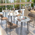 Table de salle à manger ronde de cuisine, plateau en marbre avec pieds en métal coniques – 80 cm (L) x 76 cm (H)