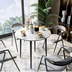 Table de salle à manger ronde de cuisine, plateau en marbre avec pieds en métal coniques – 80 cm (L) x 76 cm (H)