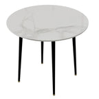 Table de salle à manger ronde de cuisine, plateau en marbre avec pieds en métal coniques – 80 cm (L) x 76 cm (H)