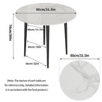 Table de salle à manger ronde de cuisine, plateau en marbre avec pieds en métal coniques – 80 cm (L) x 76 cm (H)