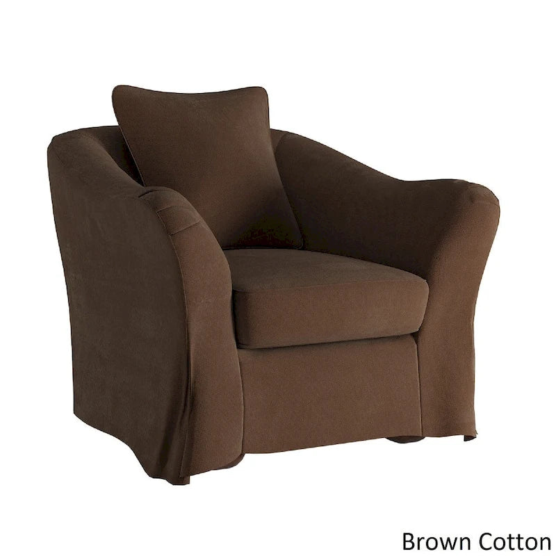 Fauteuil déhoussable en plumes avec accoudoirs évasés de style anglais