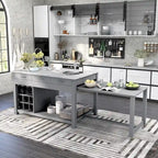 Îlot de cuisine en bois style ferme avec rangements multiples
