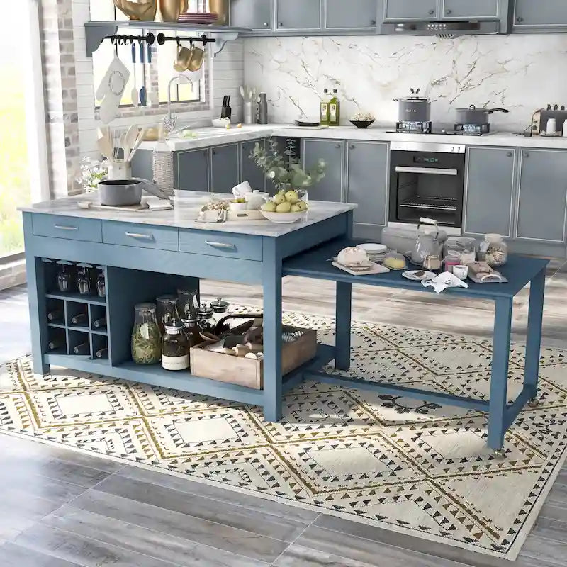 Îlot de cuisine en bois style ferme avec rangements multiples