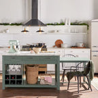 Îlot de cuisine en bois style ferme avec rangements multiples