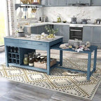 Îlot de cuisine en bois style ferme avec rangements multiples