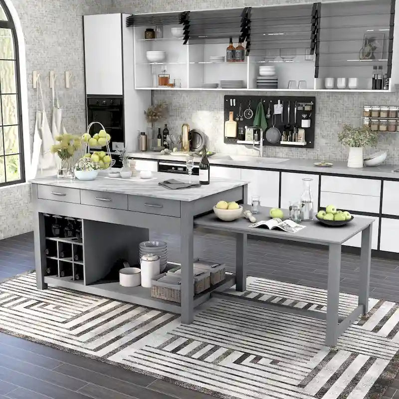 Îlot de cuisine en bois style ferme avec rangements multiples