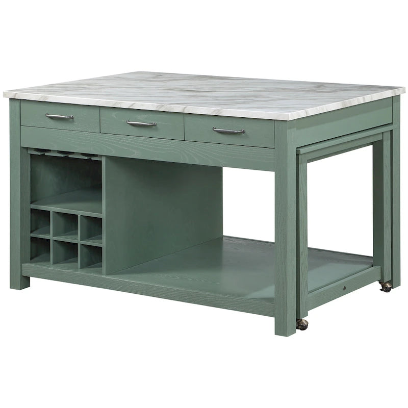 Îlot de cuisine en bois style ferme avec rangements multiples